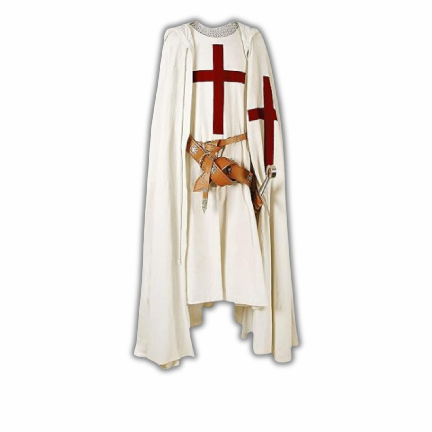 SUNLEXA Medieval Templar Knight Tunic & Hooded Cloak