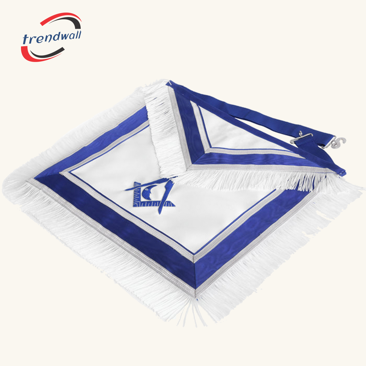 Junior Deacon Blue Lodge Officer Apron - Royal Blue With White Fringe