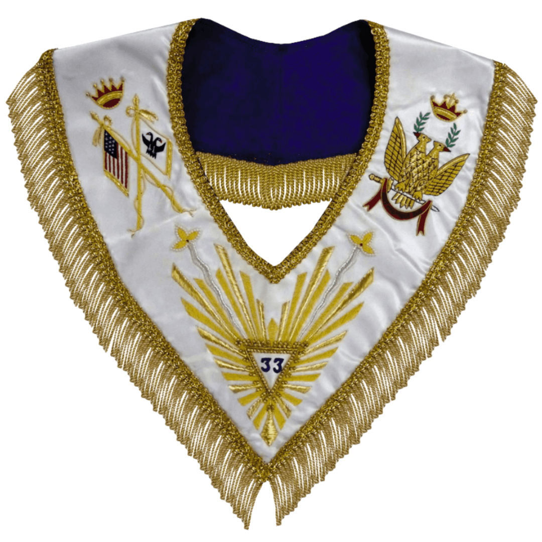 33rd Degree Scottish Rite Up Wings Masonic Collar with Purple Velvet Lining