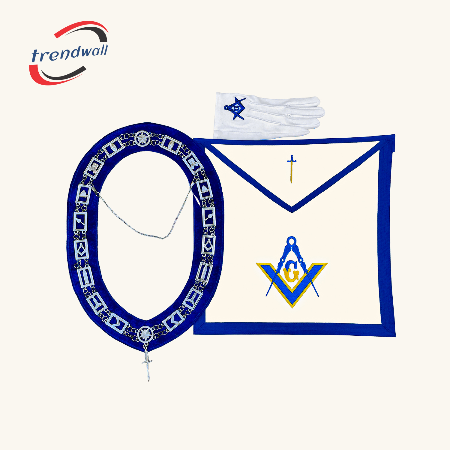 Tyler Blue Lodge Officer Apron, Blue Lodge Apron Regalia Set