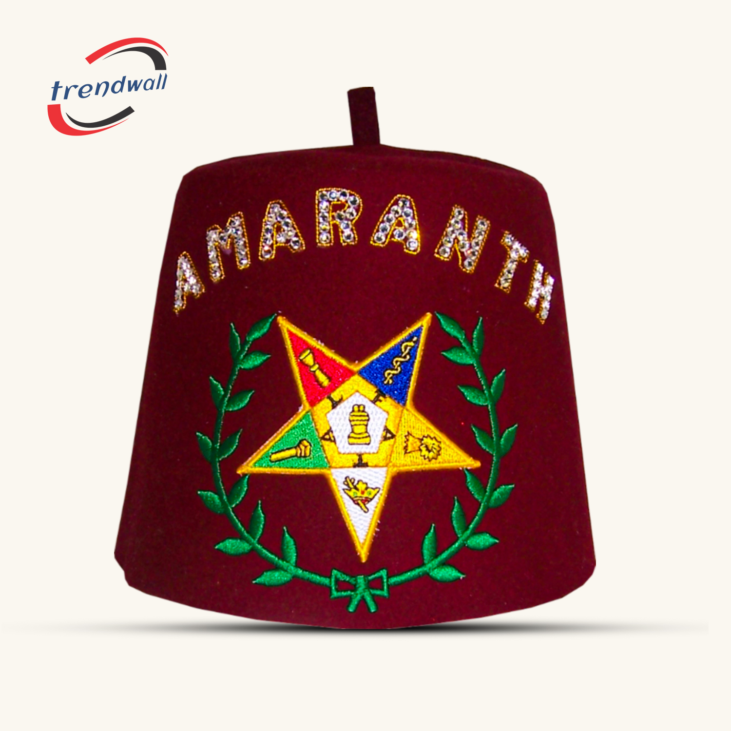 Amaranth Fez in Burgundy with Rhinestones & Custom Tassel Color