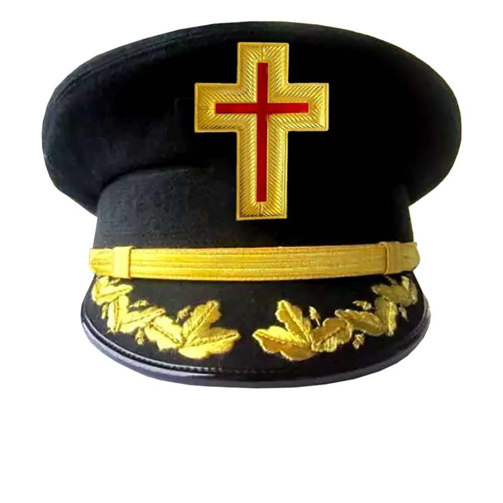 Past Commander Knights Templar Commandery Fatigue Cap, Red Cross with Rays