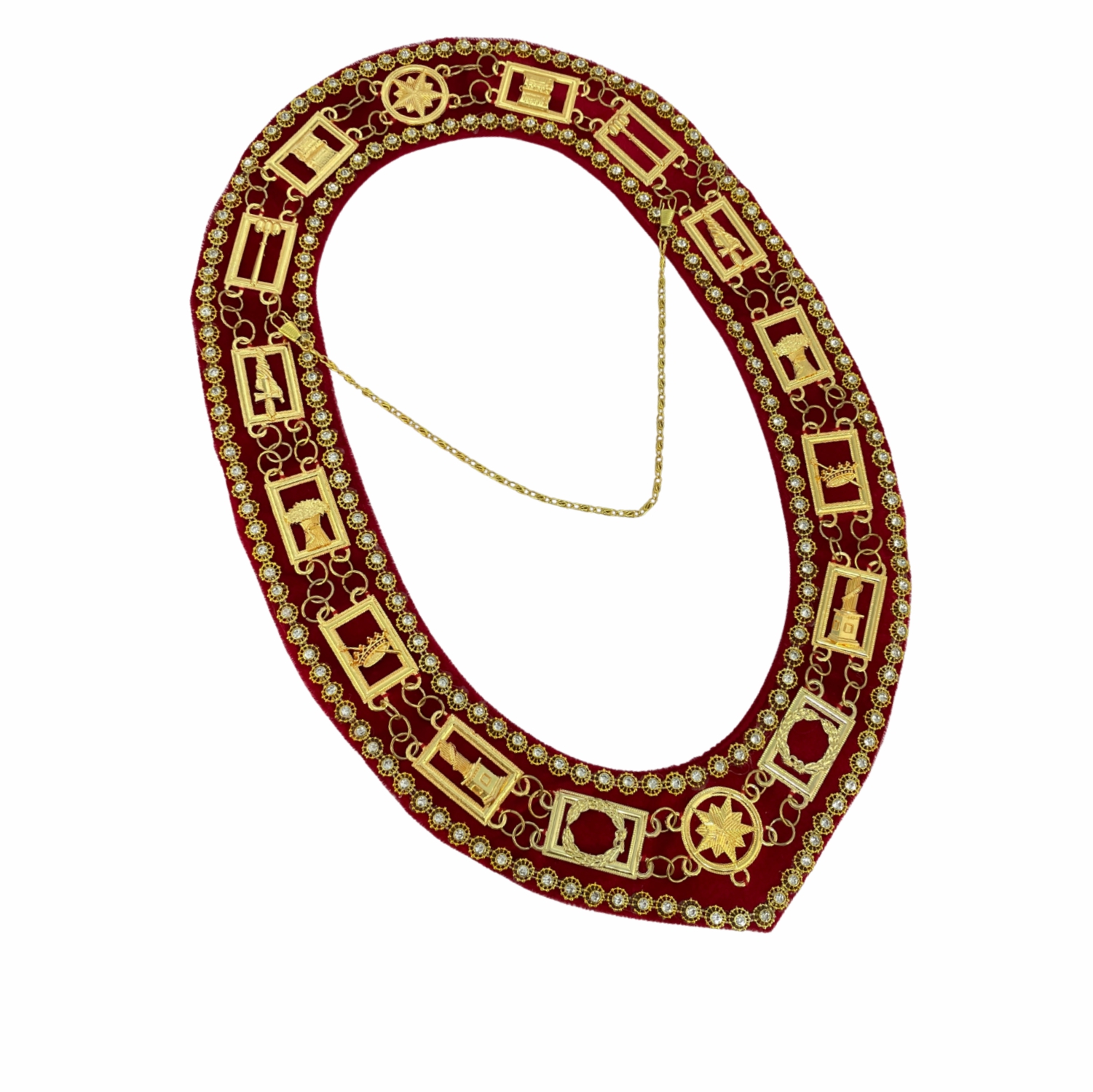 Amaranth Chain Collar with Red Velvet – Premium Masonic Regalia