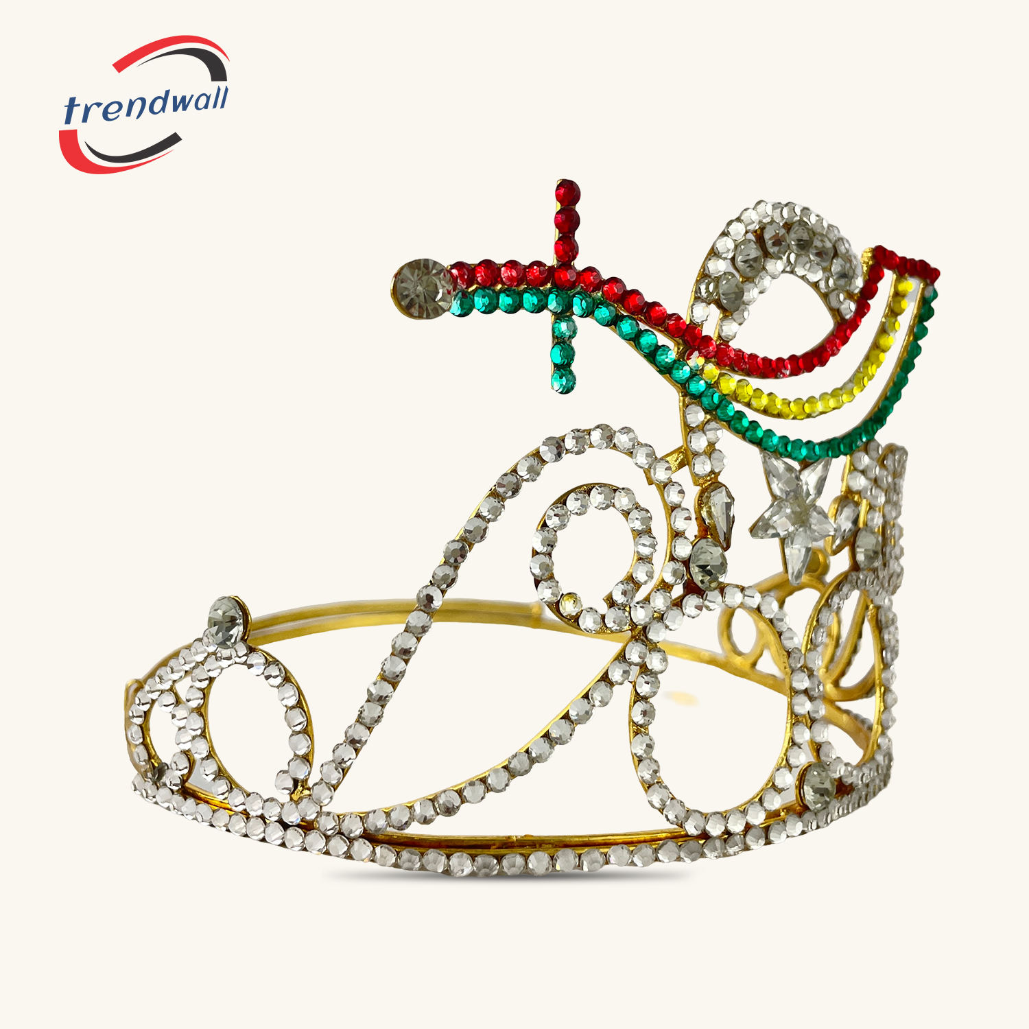  Masonic Shriners Crown with Tri-Color Emblem - Gold Tone Adjustable