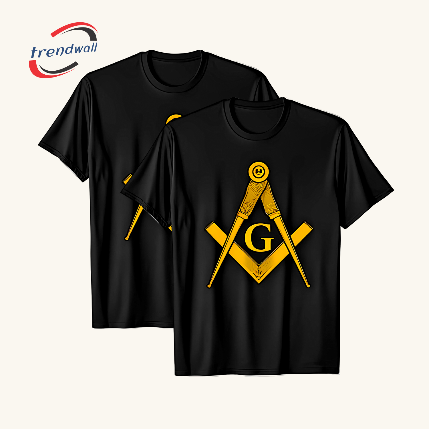 Masonic T-Shirt – Gold Square & Compass Symbol with Graphic Design