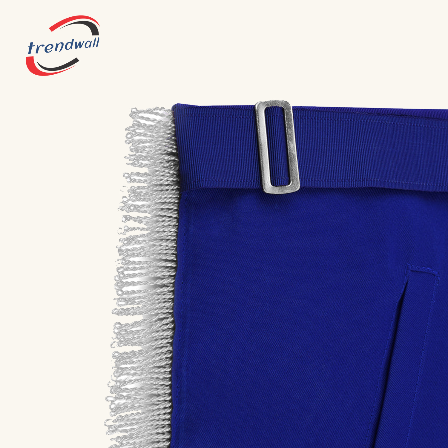 Past Master Blue Lodge Apron - Royal Blue Ribbon With Silver Fringe