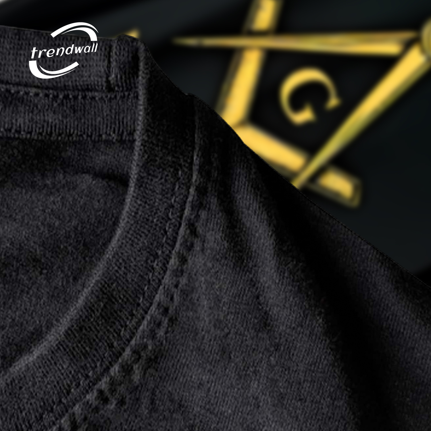 Black Masonic T-Shirt – Gold Compass & Square ‘Made in Hall’ Freemason Design