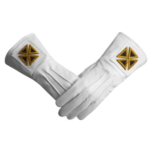 Knights Templar Commandery Gauntlet - Leather + Embroidered Emblem