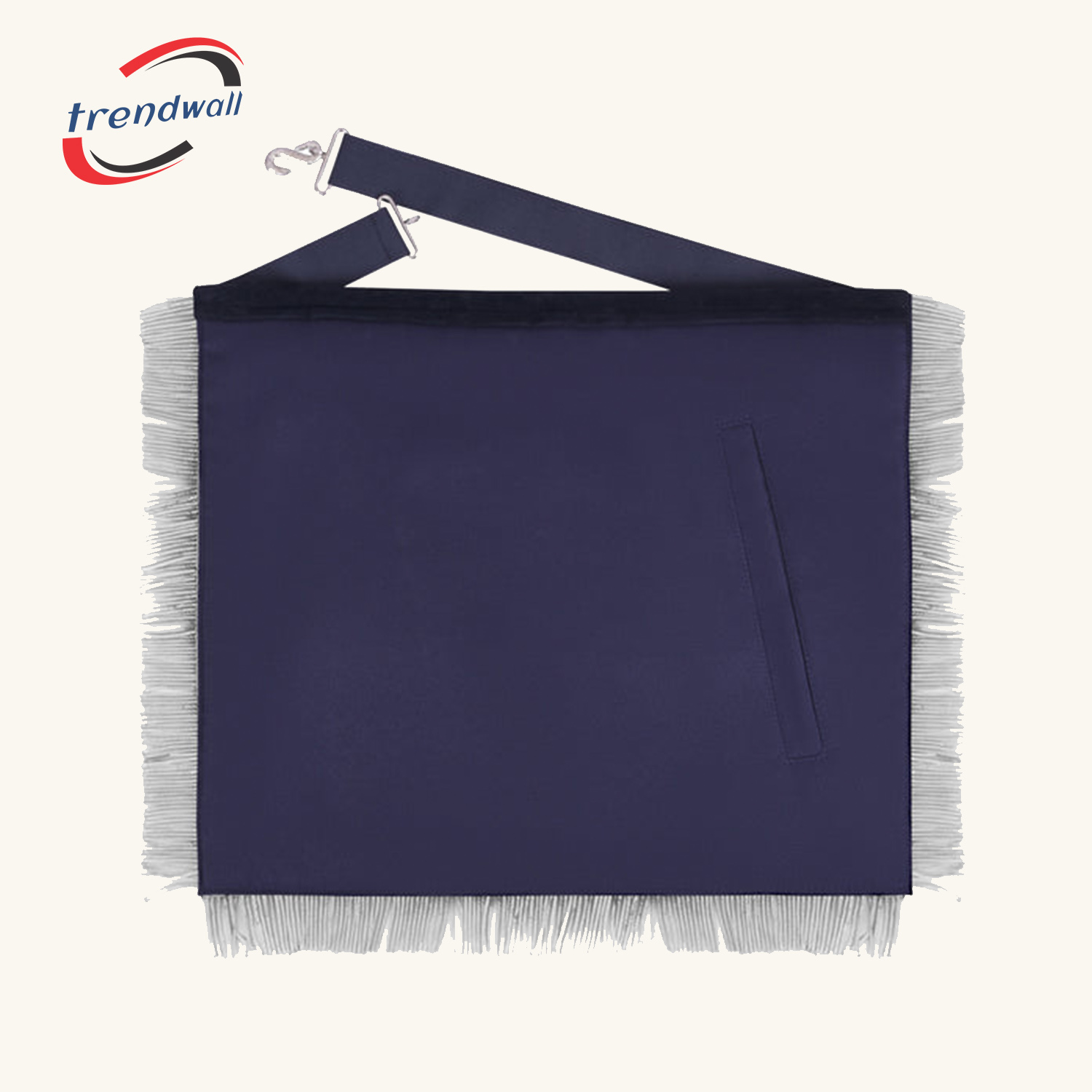 Grand Past Master Blue Lodge Apron - Blue Velvet + Silver Rayon Fringe