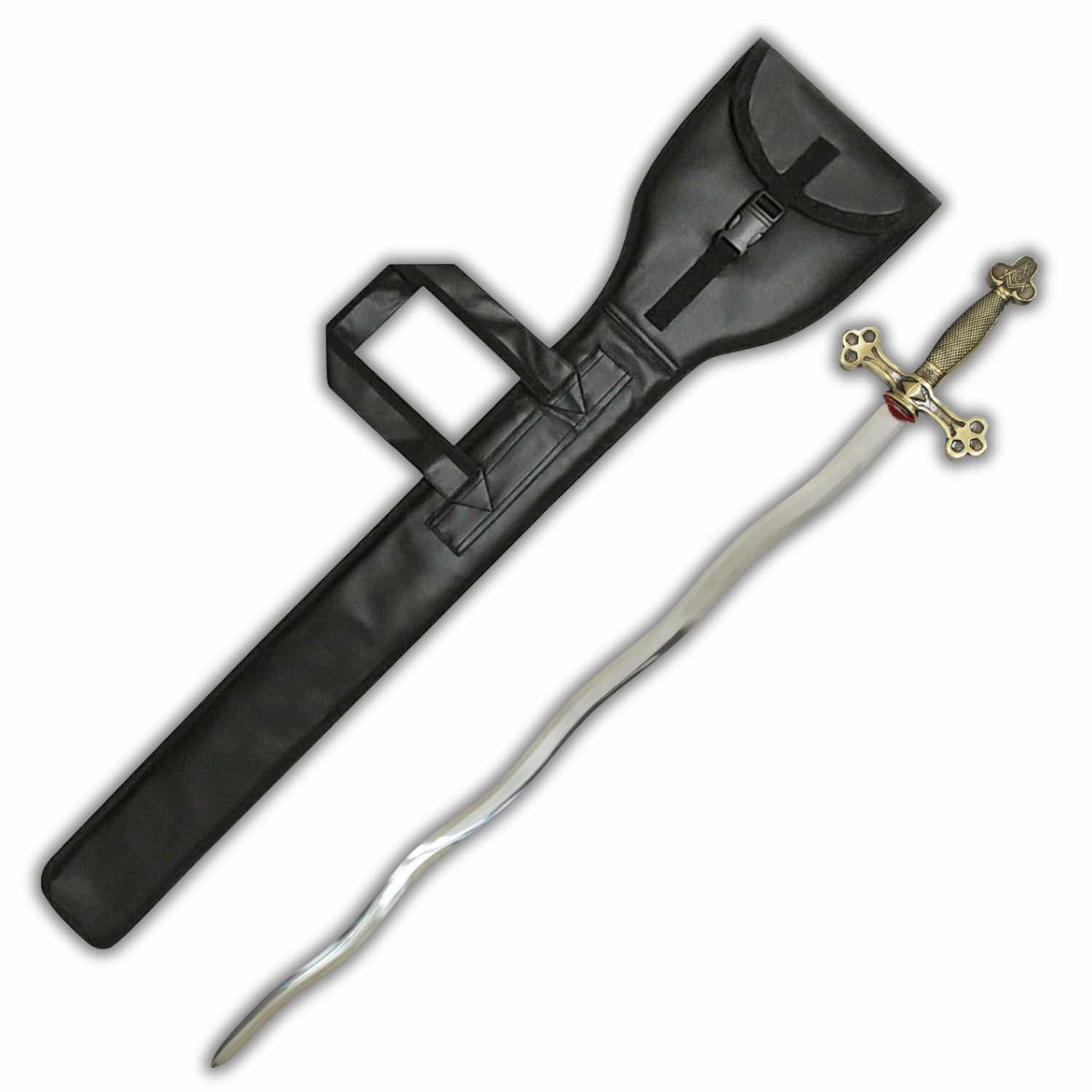 Master Mason Blue Lodge Sword - Square Compass with G and Golden Hilt