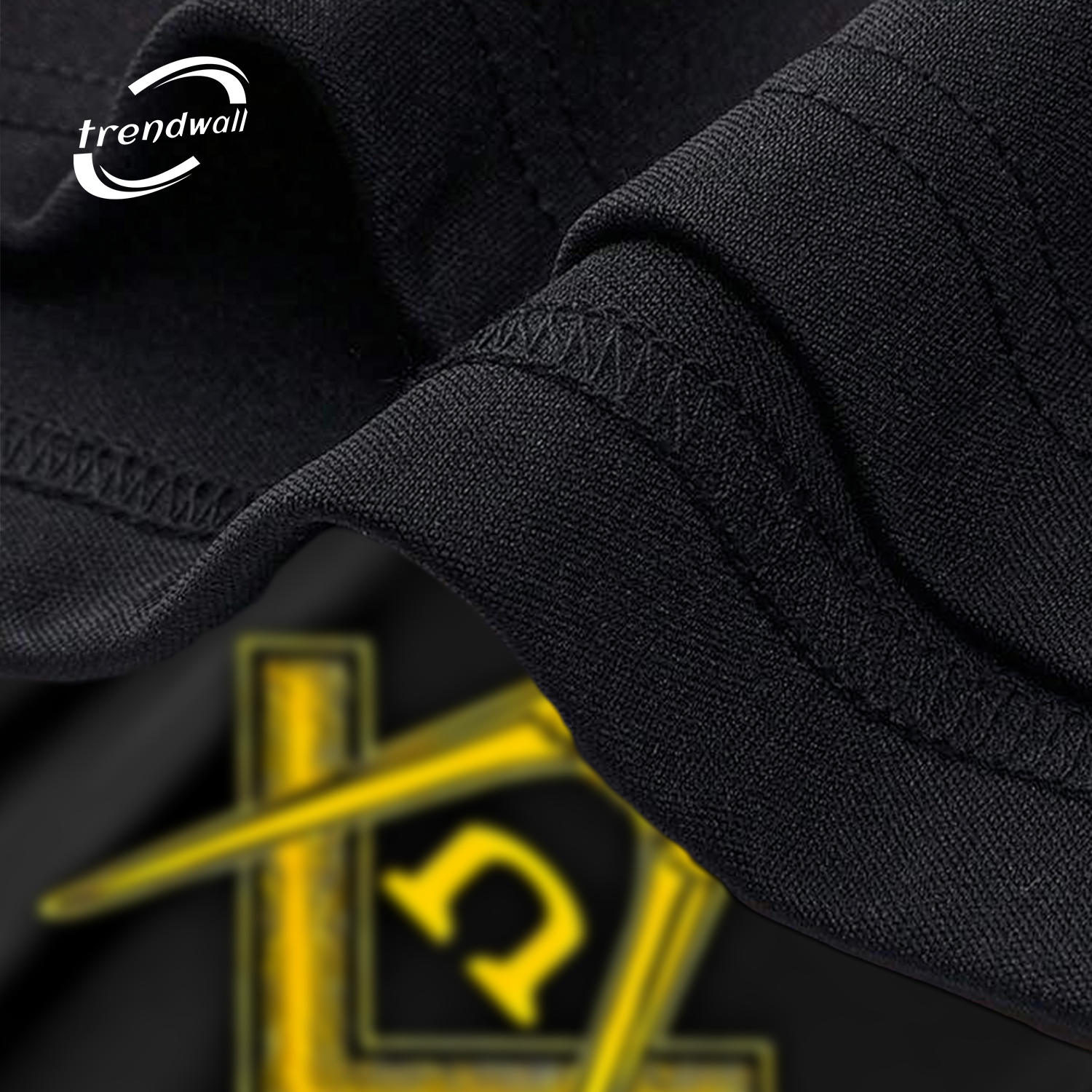 Black Masonic T-Shirt – Yellow Square & Compass Symbol Design