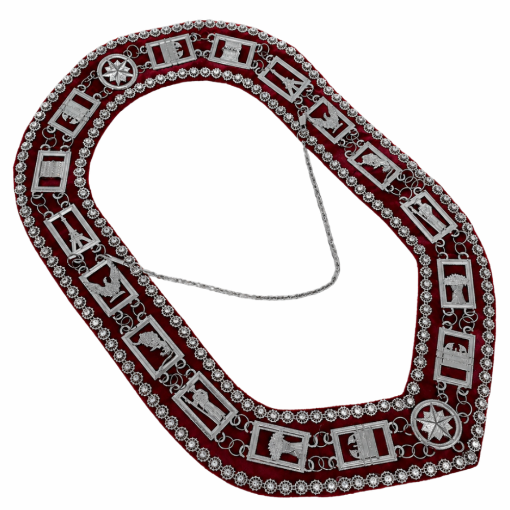 HOJ Chain Collar Red Velvet Backing Decorated