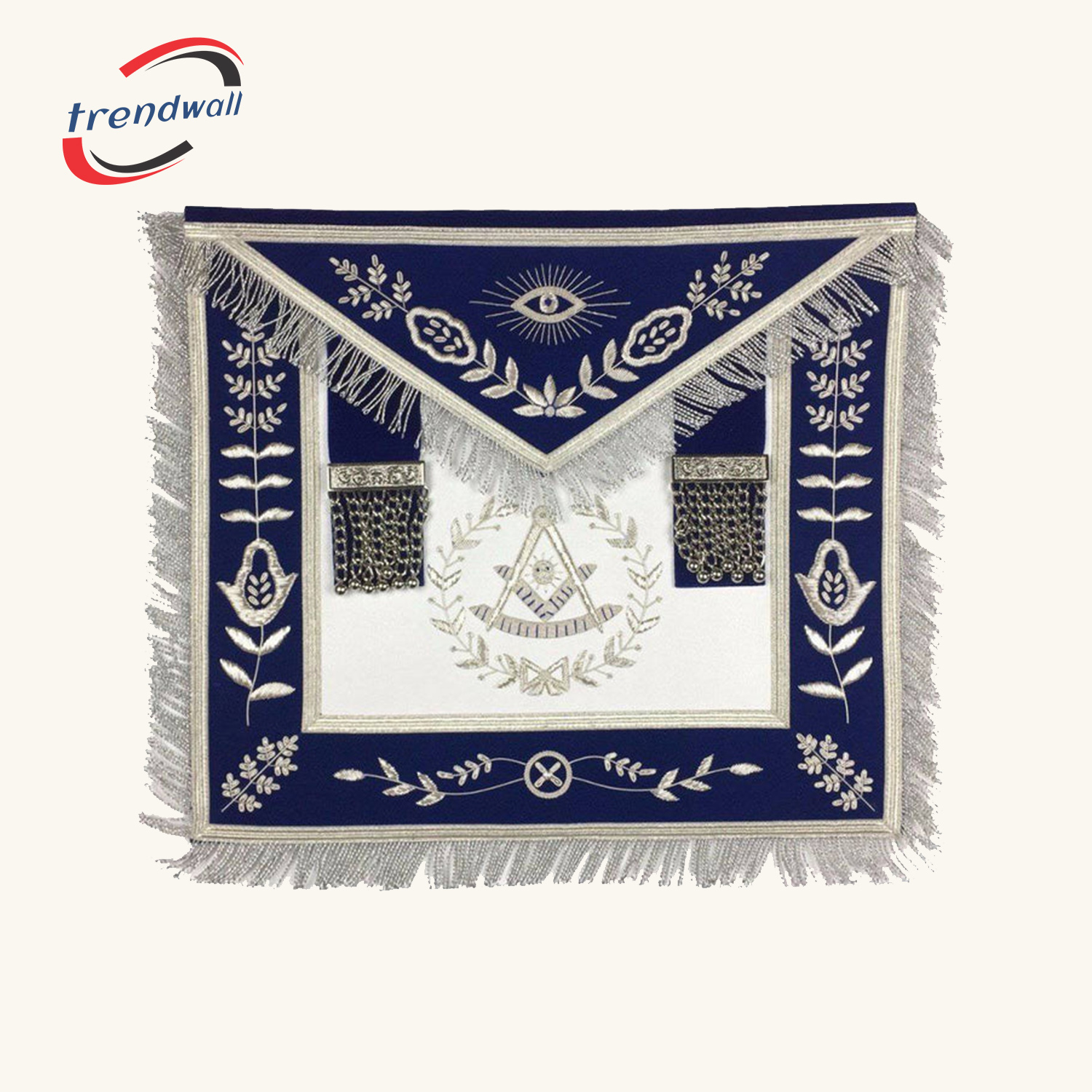Past Master Blue Lodge Apron - Royal Blue Velvet with Silver Fringe