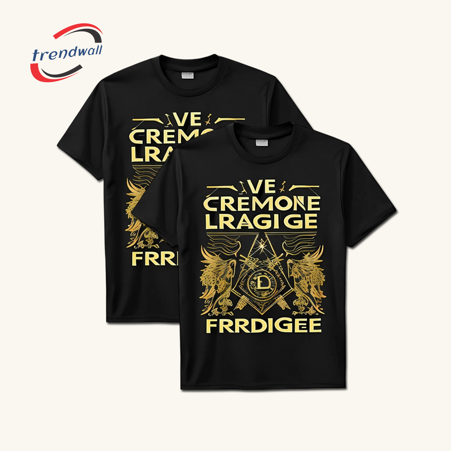 Masonic Black T-Shirt – Gold Square Symbol with Winged Design