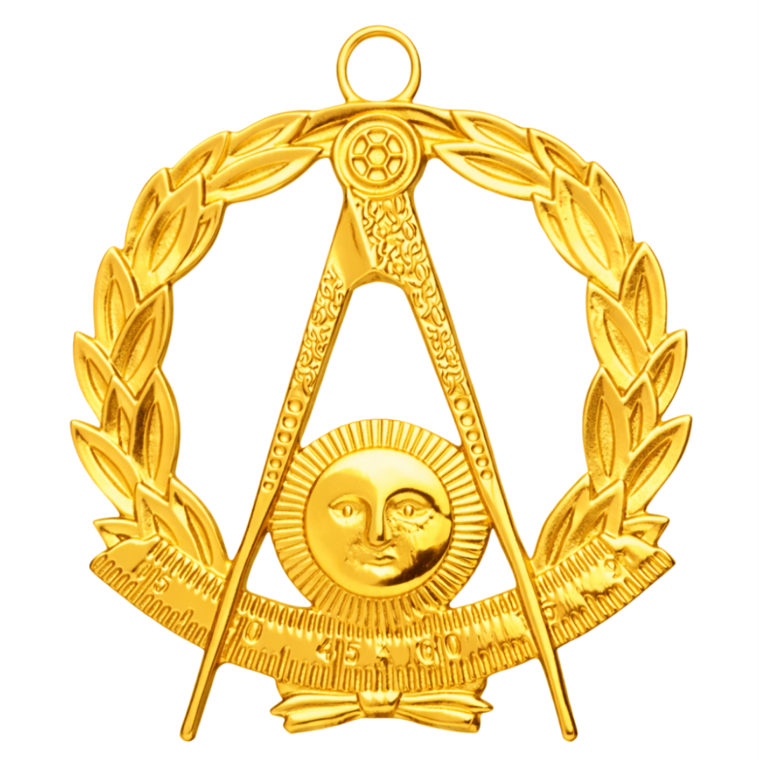 Grand Past Master Blue Lodge California Regulation Collar Jewel - Gold With Wreath