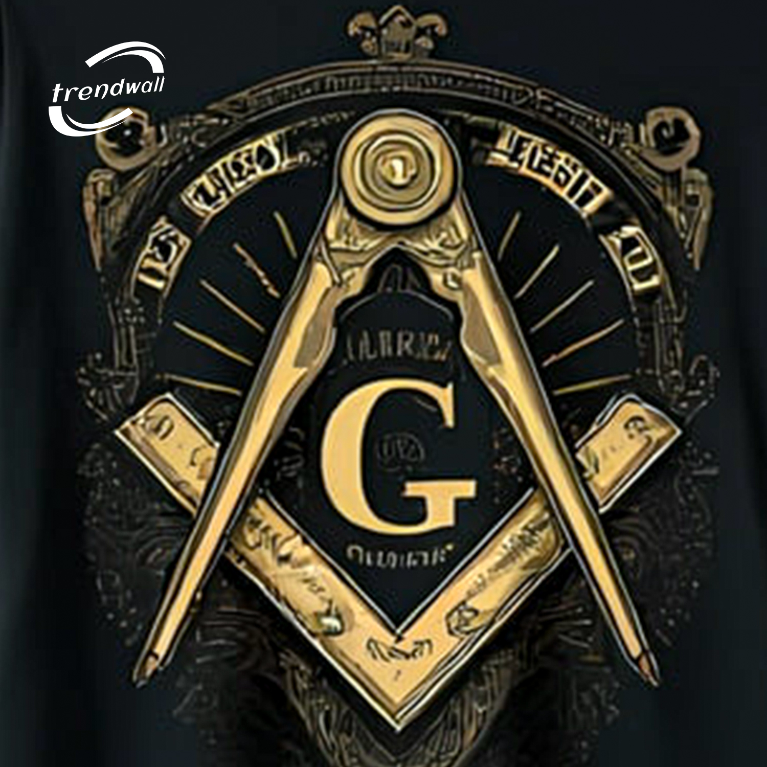 Masonic T-Shirt – Intricate Gold Square & Compass Symbol Unique Design