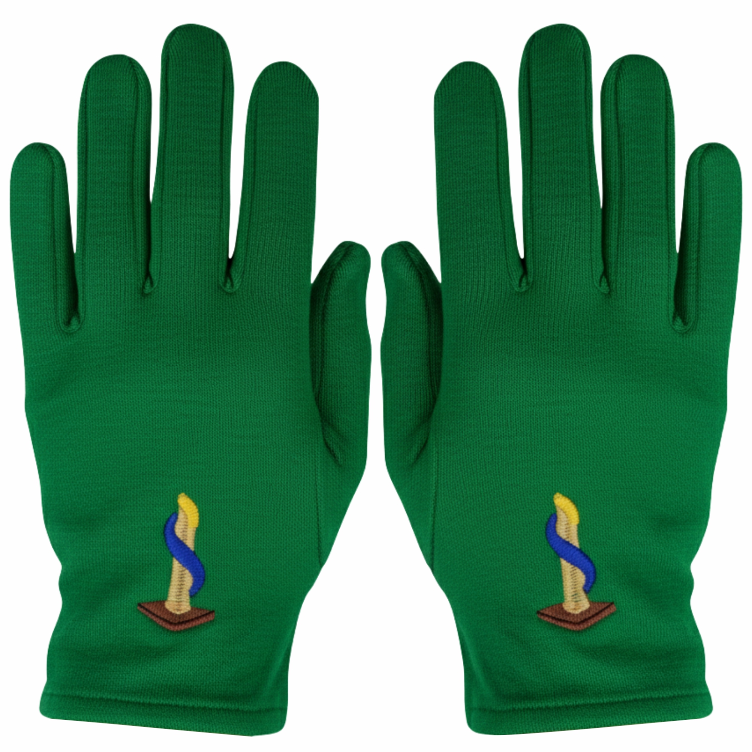 Masonic OES Cotton Gloves with Martha Emblem in Green Color