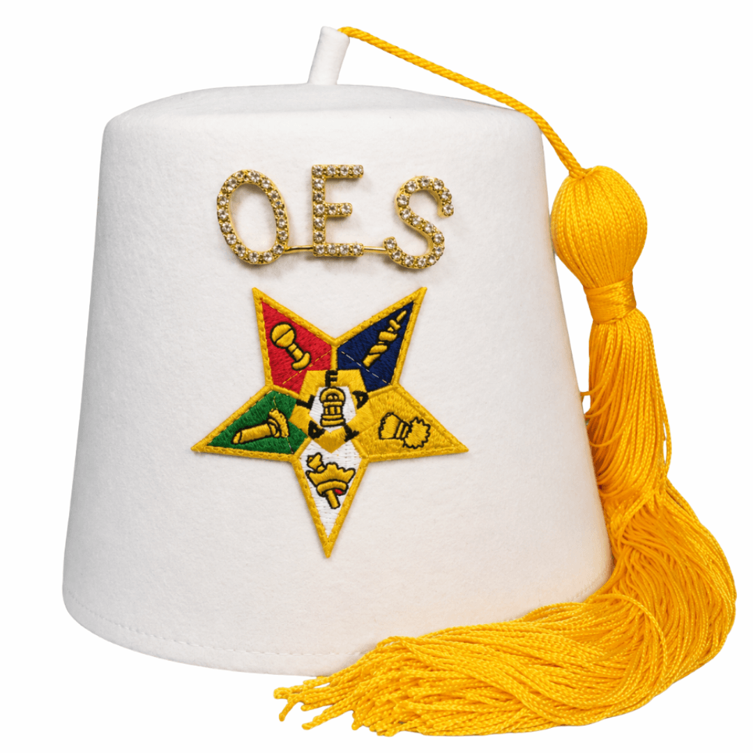 OES Plain Fez with Star & Rhinestone Pin