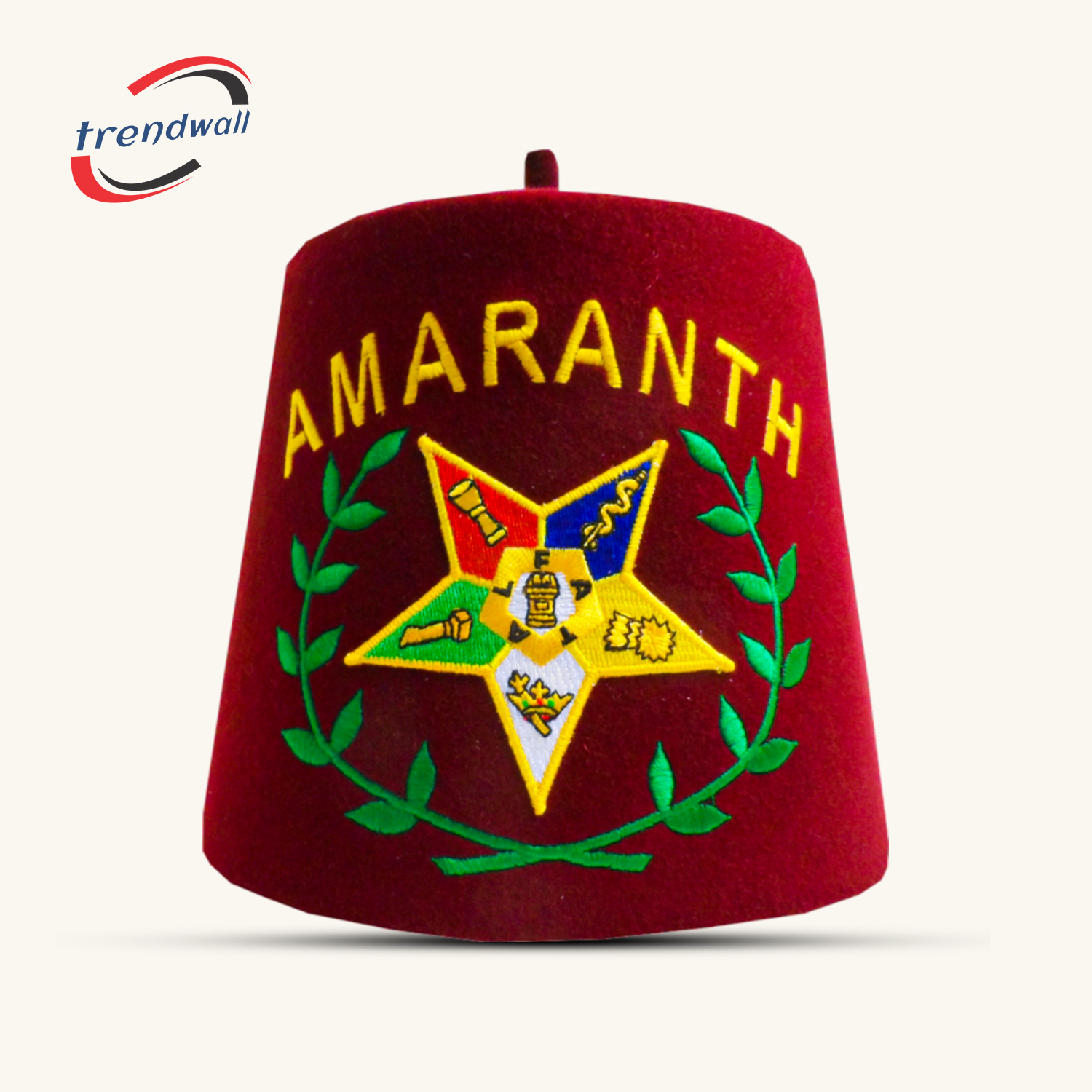 Amaranth Fez with Yellow Silk Embroidery & Handmade FATAL OES Star