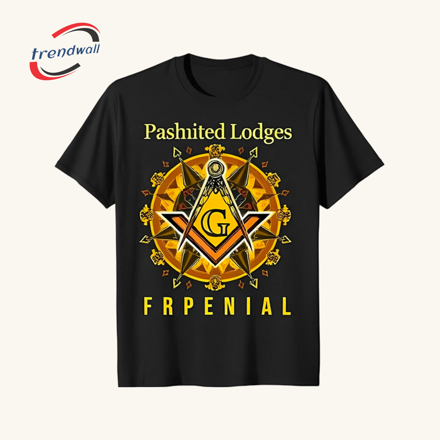 Black Masonic T-Shirt – Unique Square, ‘G’, and Text Symbol Design