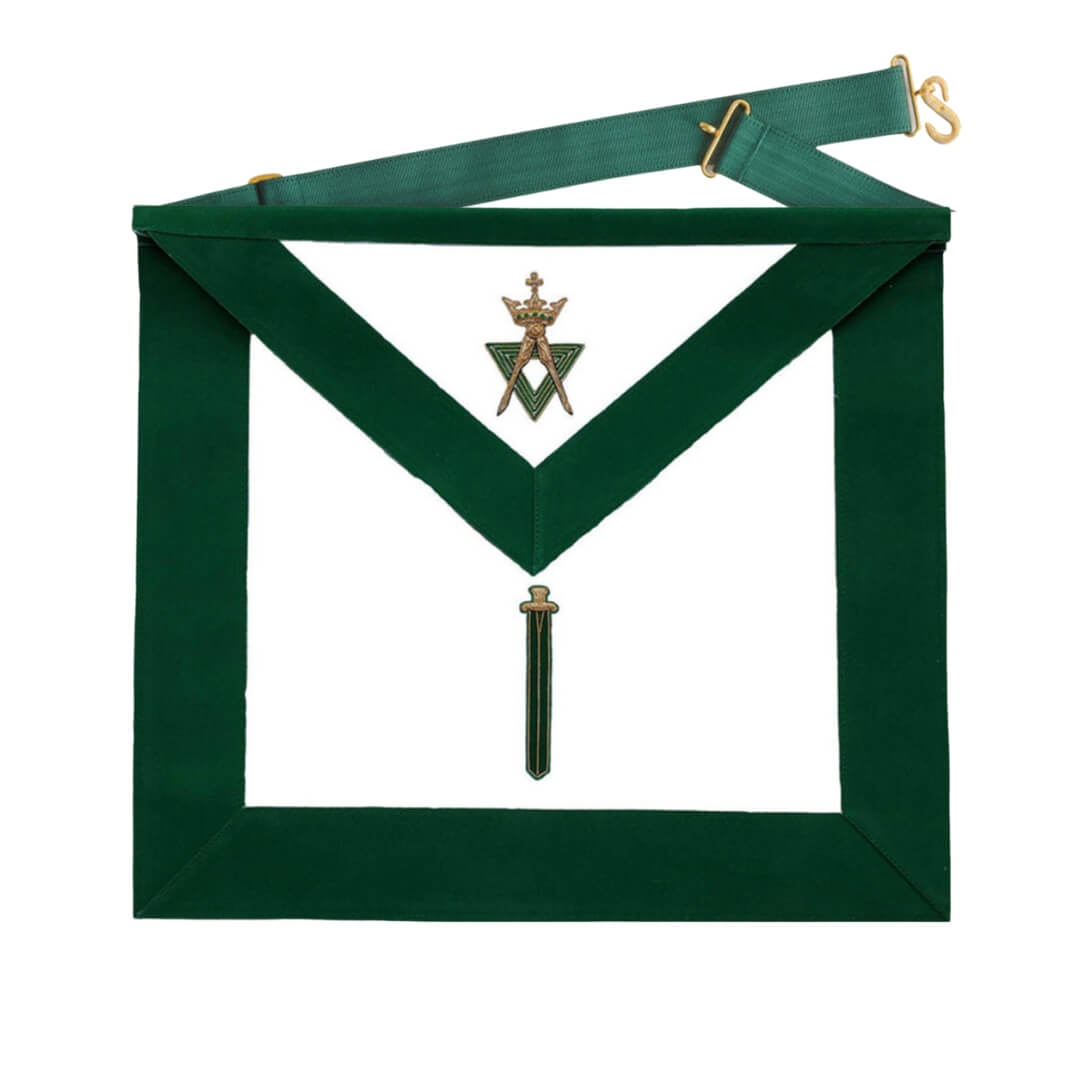 Sentinel Allied Masonic Degrees Apron Green Velvet in premium Quality