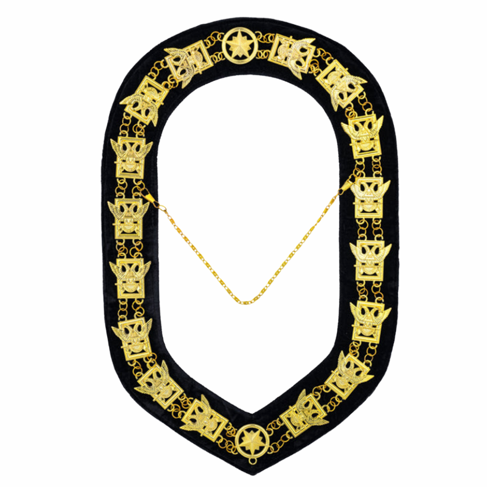32nd Degree Up Wings Scottish Rite Chain Collar - Gold Plated