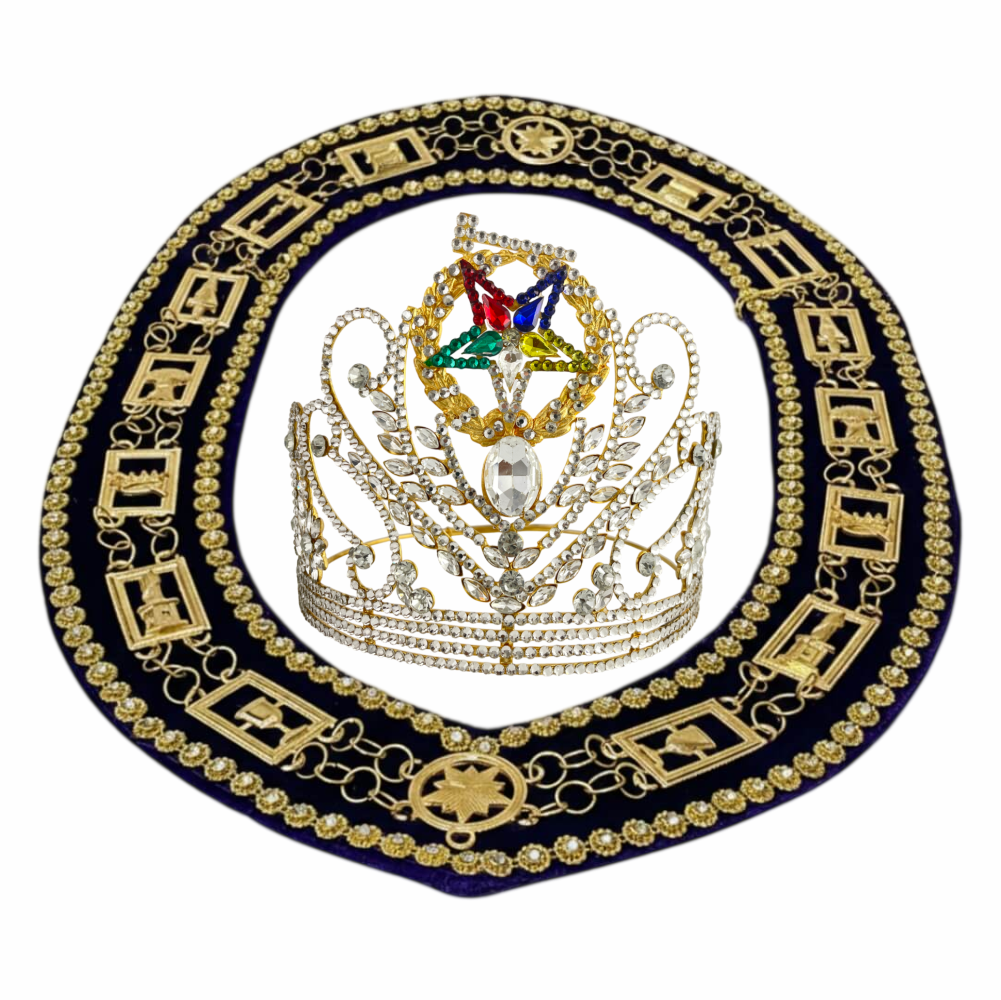 Freemason Grand Worthy Matron OES Big Size Crown & Chain Collar