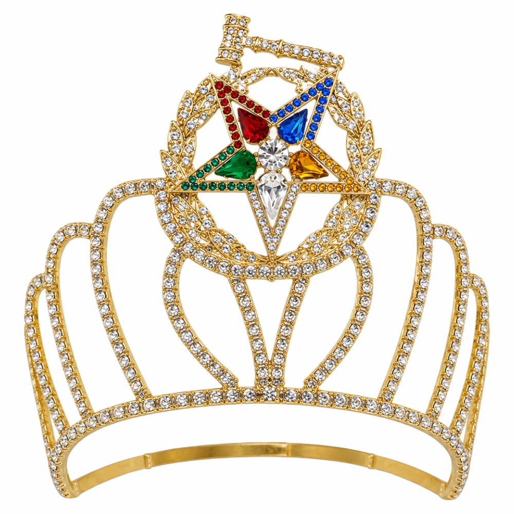 OES Tall Grand Matron Crown - Gold or Silver Tone Crown with Case