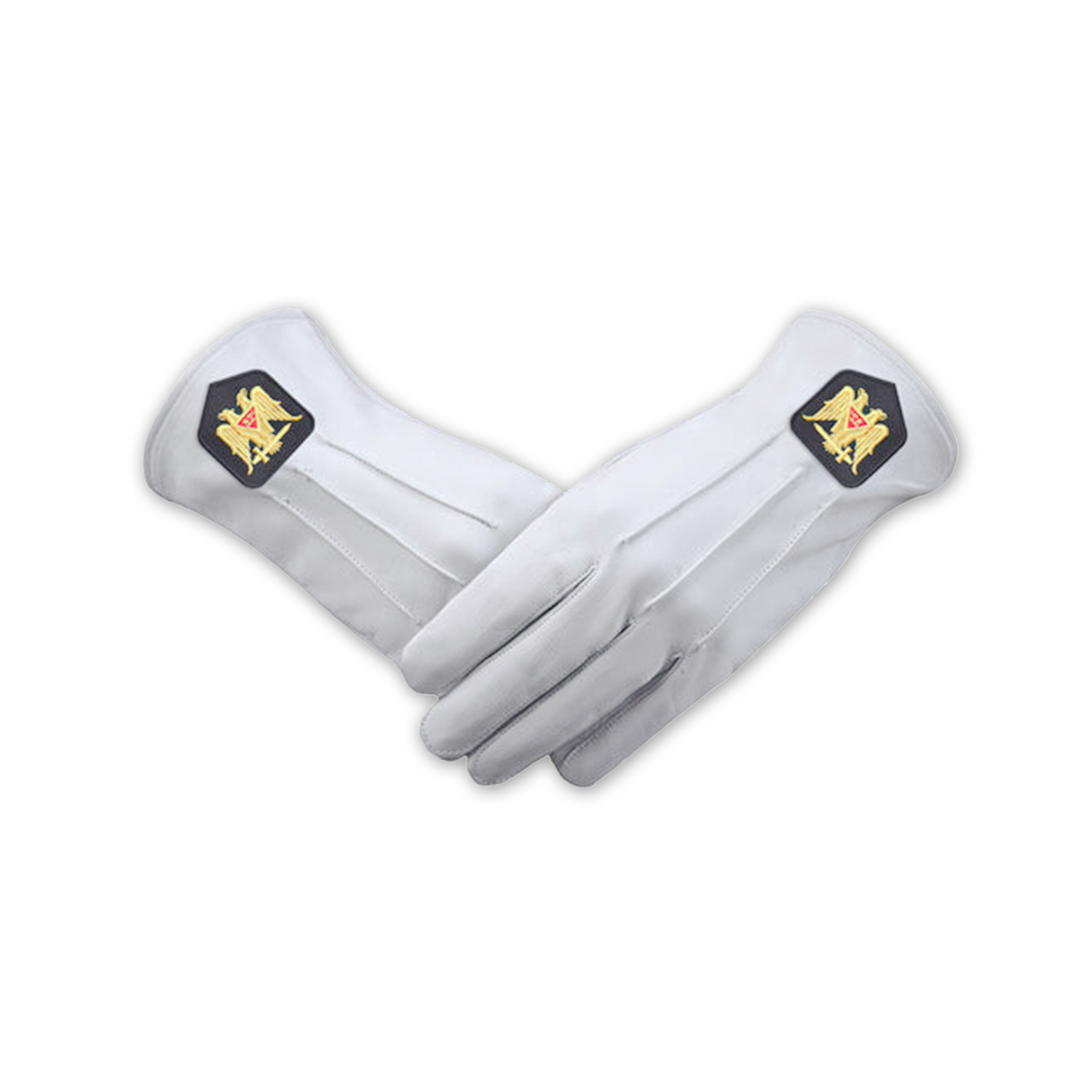 32nd Degree Scottish Rite Gloves - Leather with Gold Double Eagle