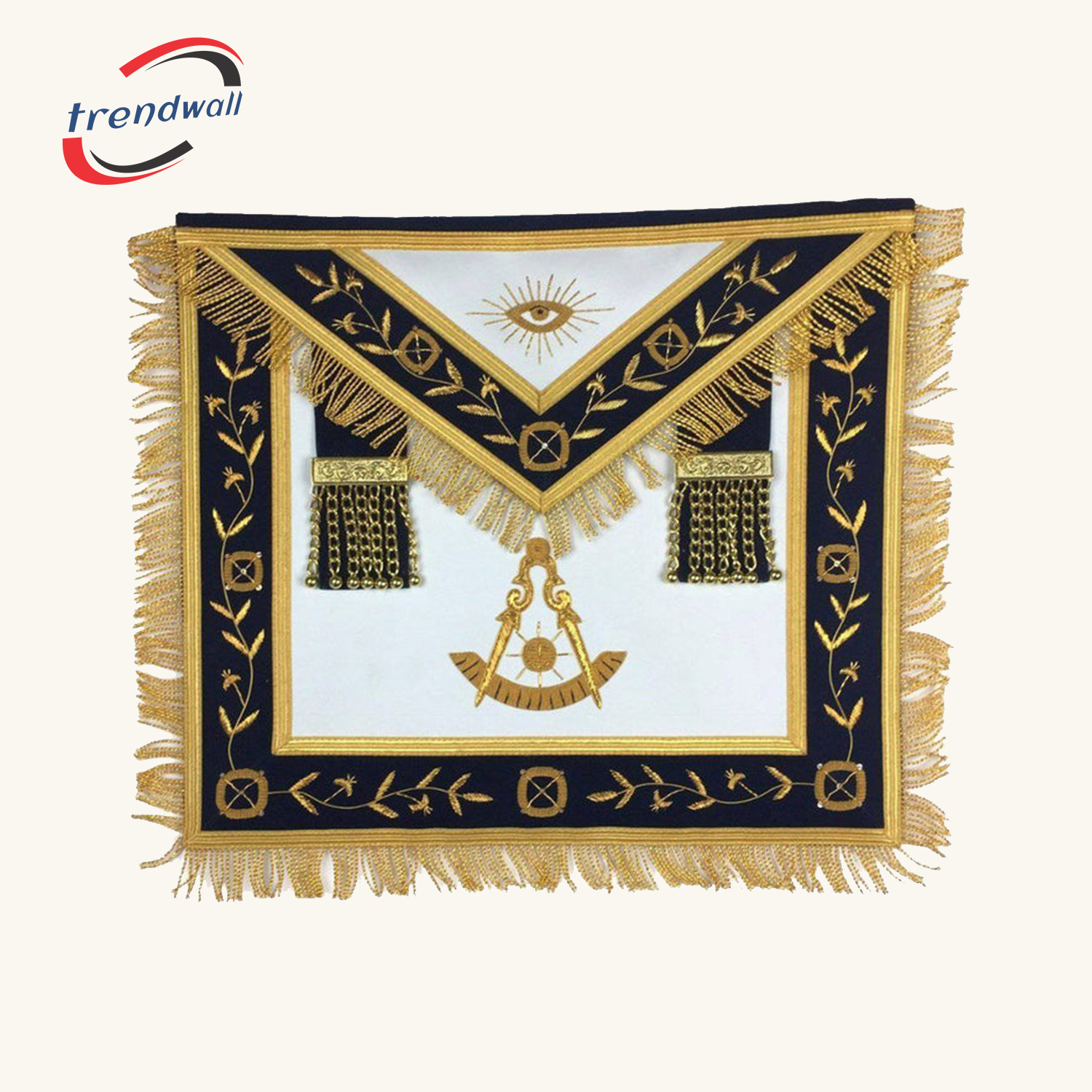 Past Master Blue Lodge Apron - Royal Navy with Gold Fringe
