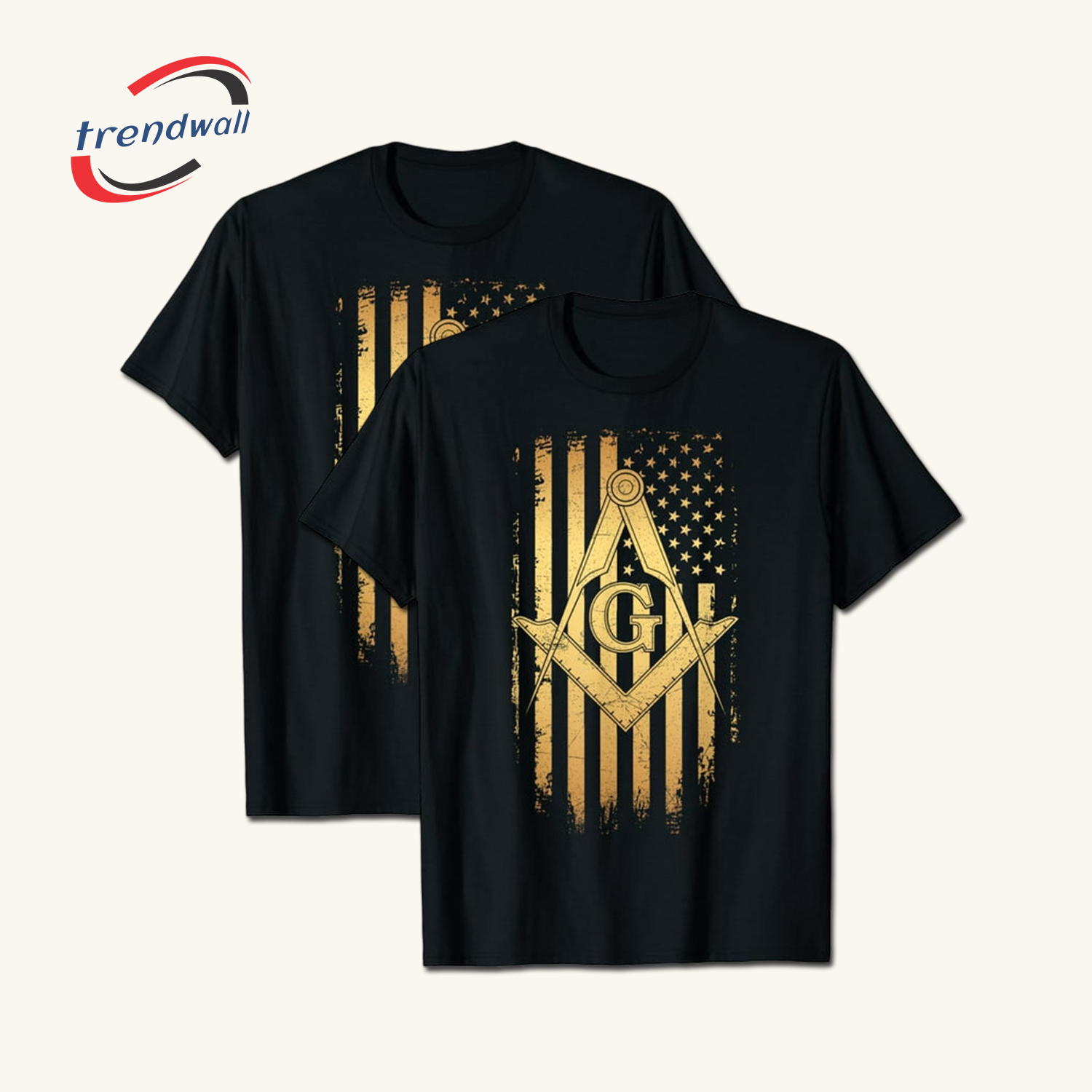 Masonic American Flag Square and Compass T-Shirt 