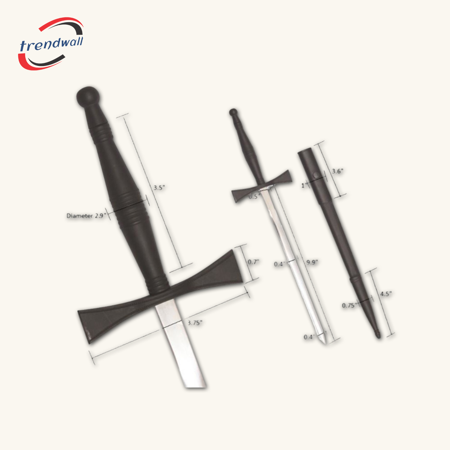 Masonic Dagger - Black Hilt with Black Scabbard