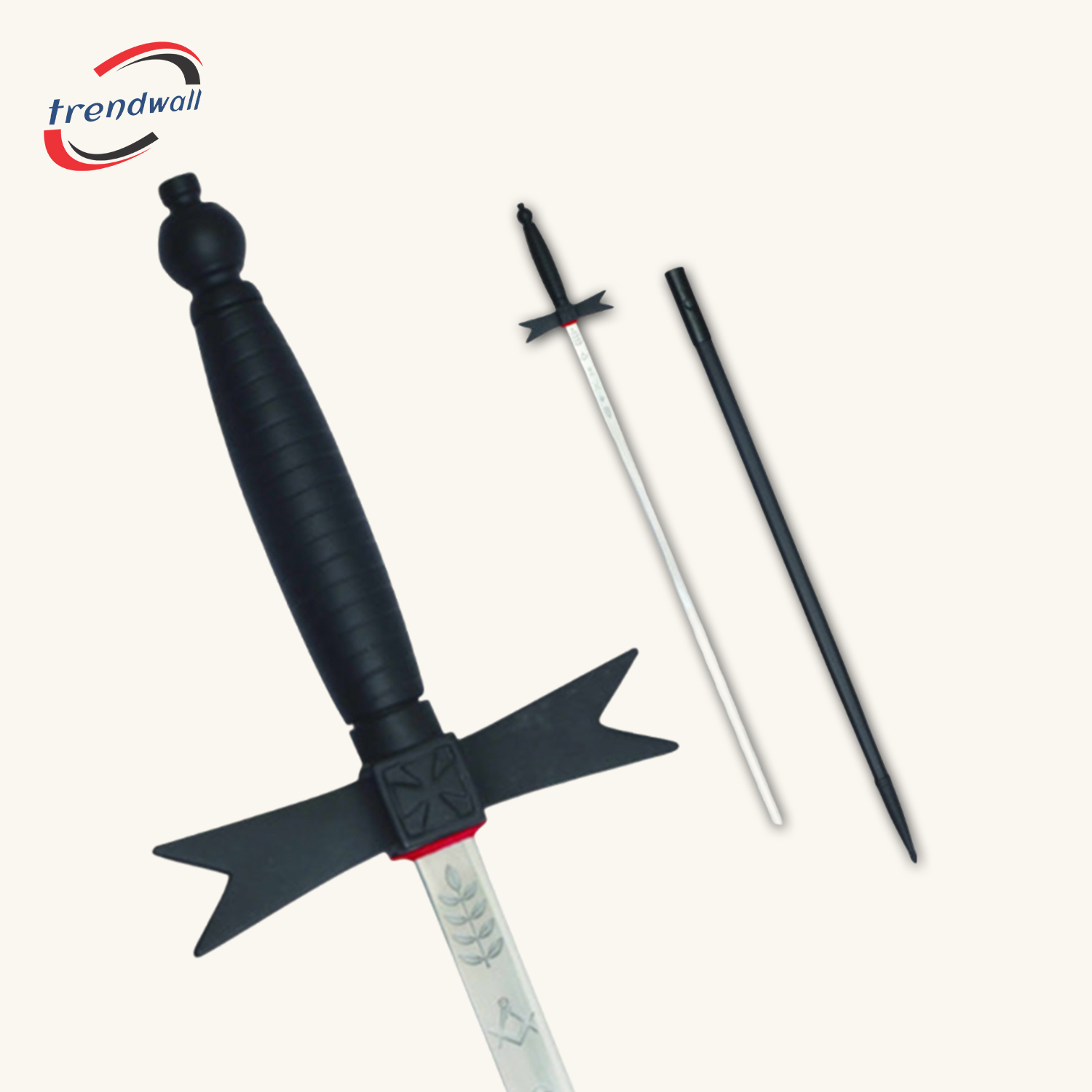 Knights Templar Commandery Sword - Black Hilt with Black Scabbard