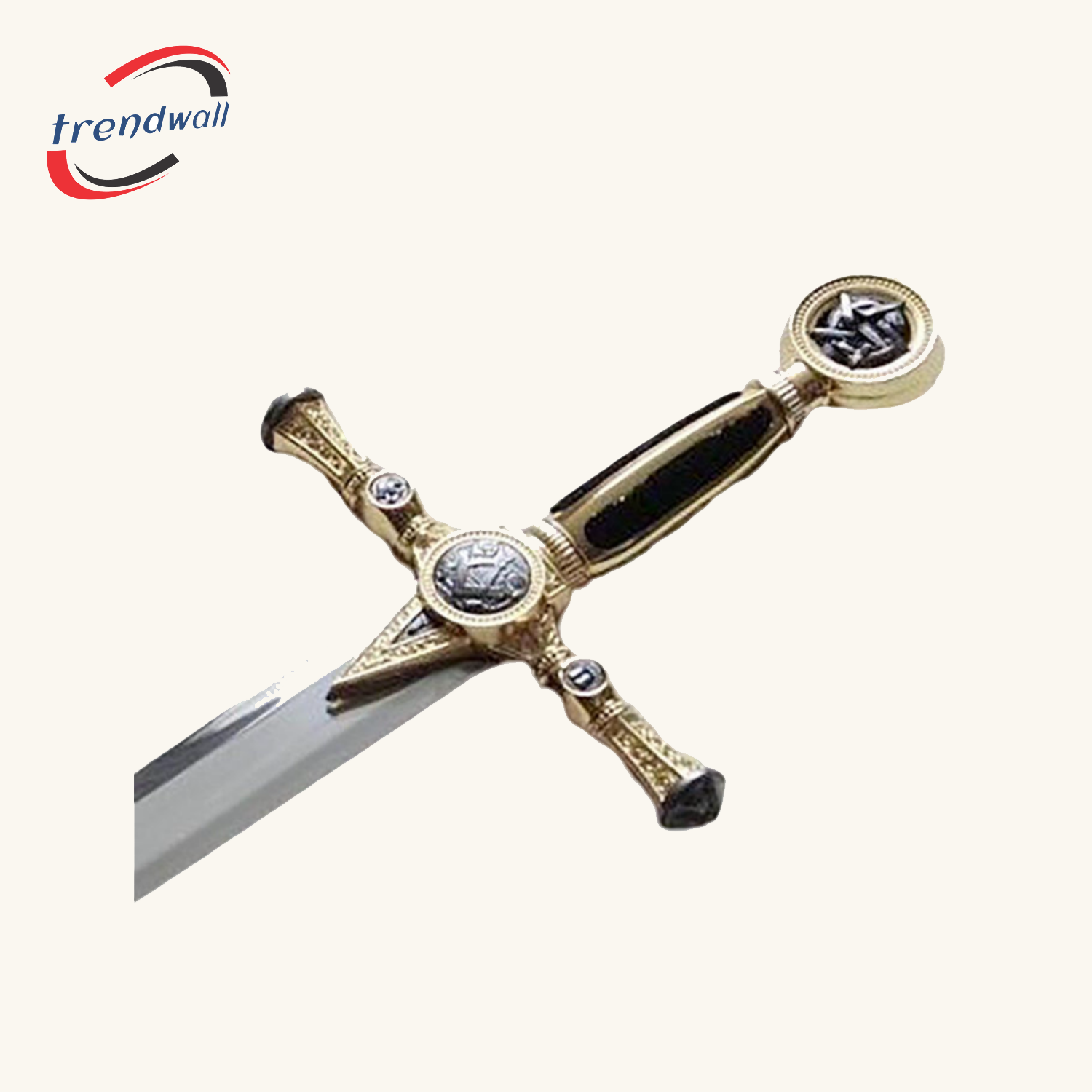 FELLOWCRAFT BLUE LODGE SWORD - SQUARE COMPASS W PLAQUE SILVER TONE