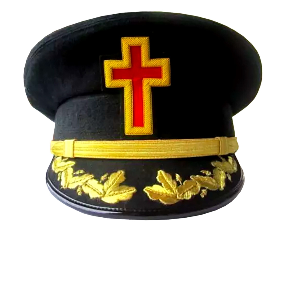 Past Commander Knights Templar Commandery Fatigue Cap, Red Cross with Rays
