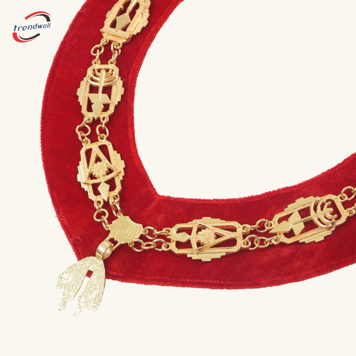 ROYAL & SELECT MASTERS ENGLISH REGULATION CHAIN COLLAR - GOLD WITH RED LINING