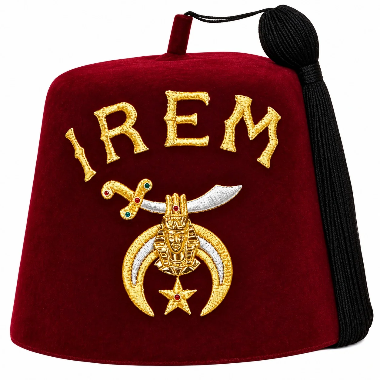 Custom IREM Shriner Fez Hat – Special Design with Gold Hand Embroidery