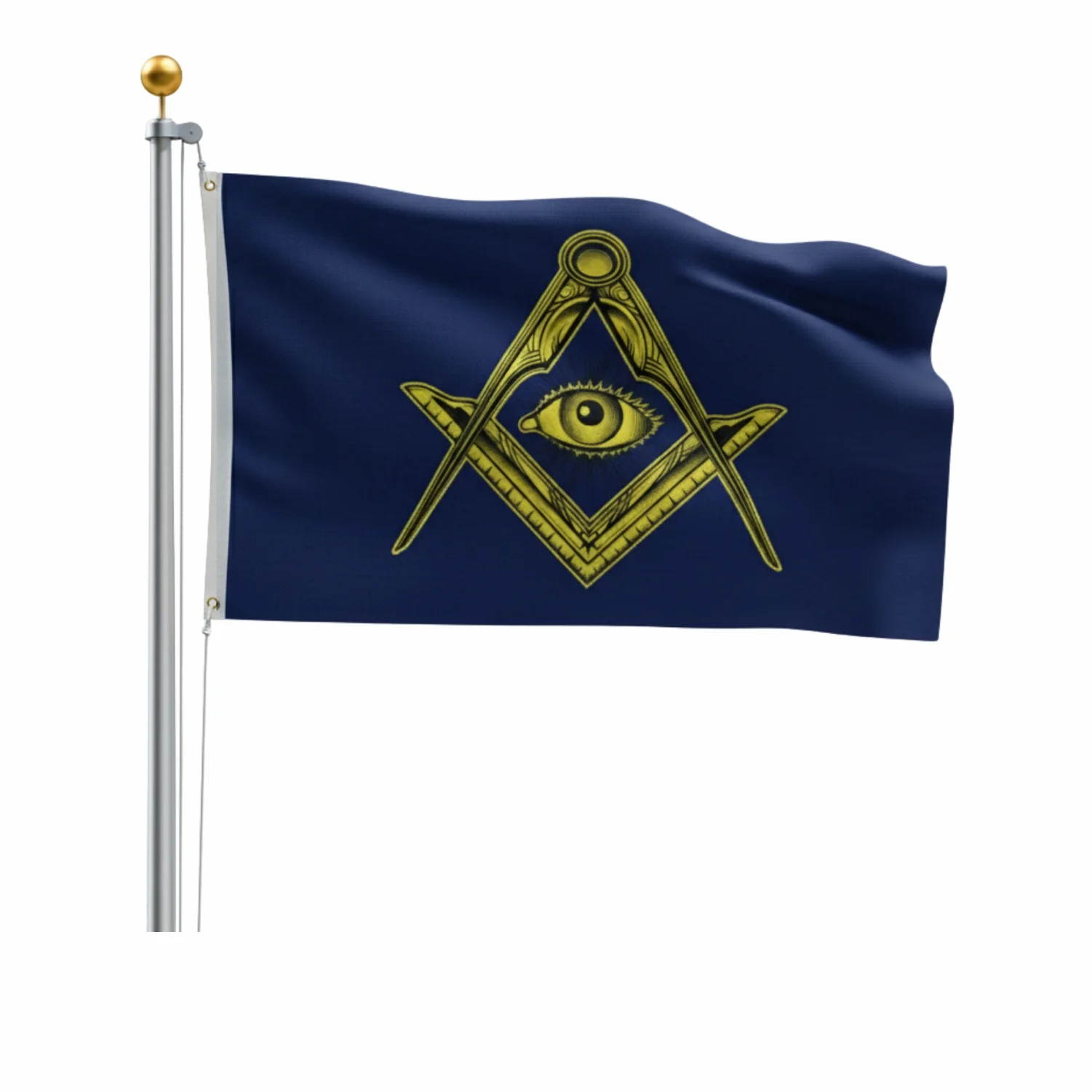 Masonic Eye Flag – Navy Blue, Unique Design Print, Durable Polyester