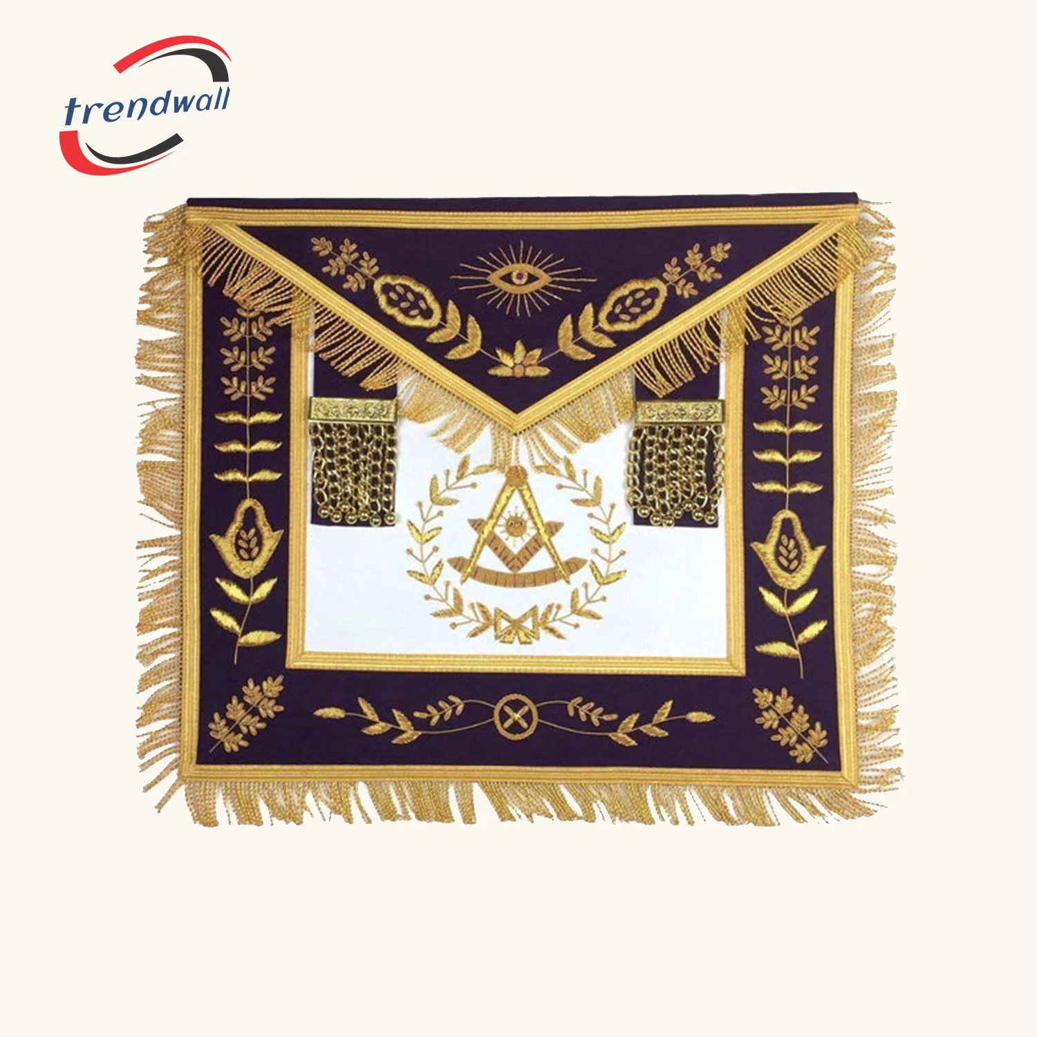 Past Master Blue Lodge Apron - Royal Purple Velvet with Gold Fringe