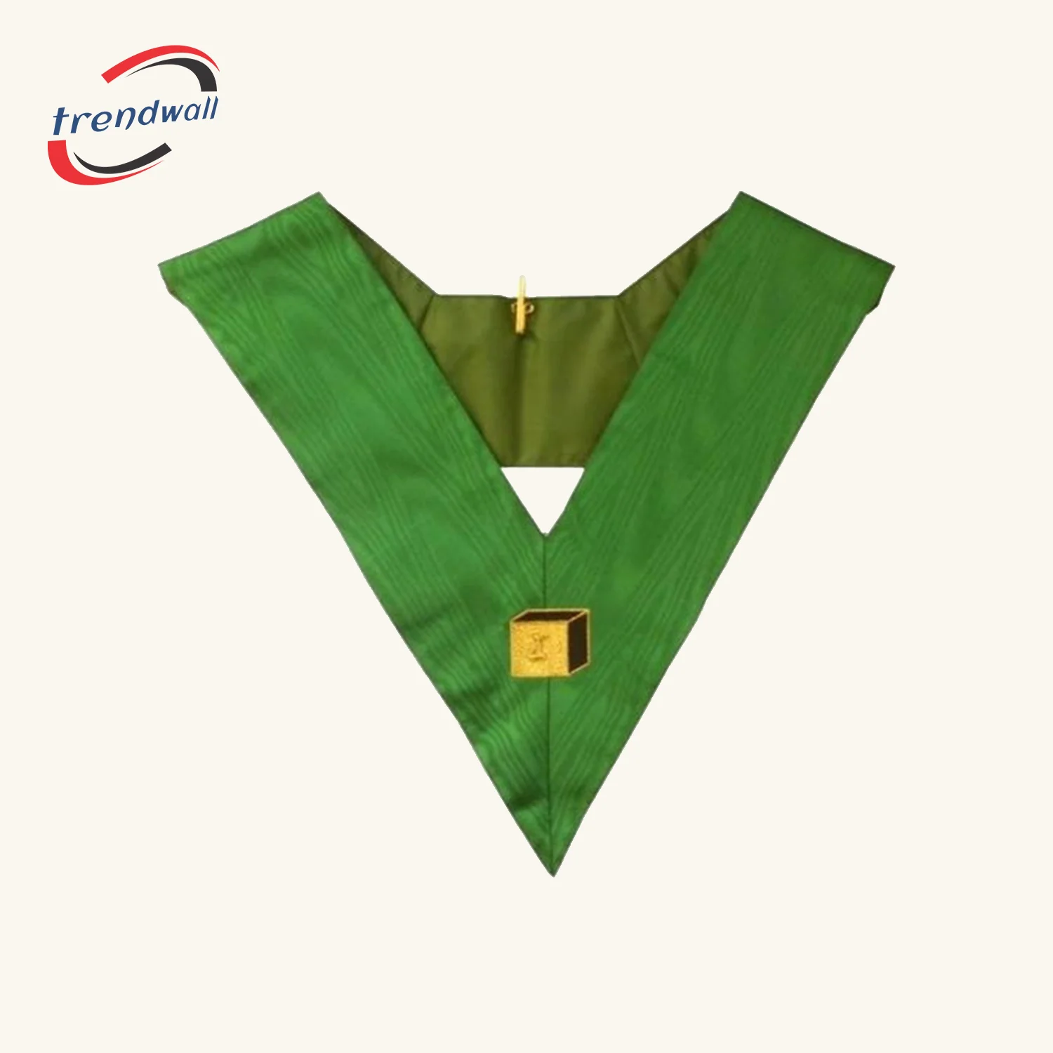 5th Degree Scottish Rite Collar - Green Moire with Machine Embroidery