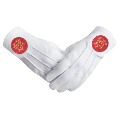 Heroines of Jericho PHA Gloves - White Cotton with Red Round Patch