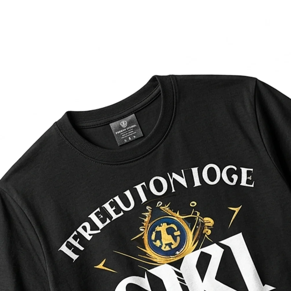 Black GIRL Masonic graphic T-shirt with gold Freemason-inspired symbolism and bold printed artwork.