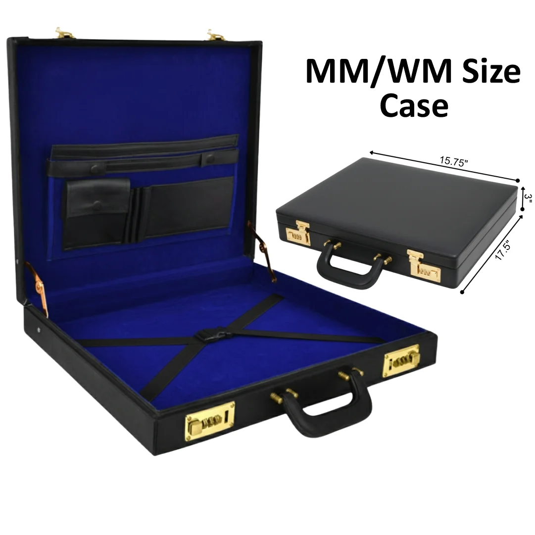 Masonic Regalia MM/WM Mason Apron Hard Case / Briefcase – Secure Double Lock with Blue Inner Velvet
