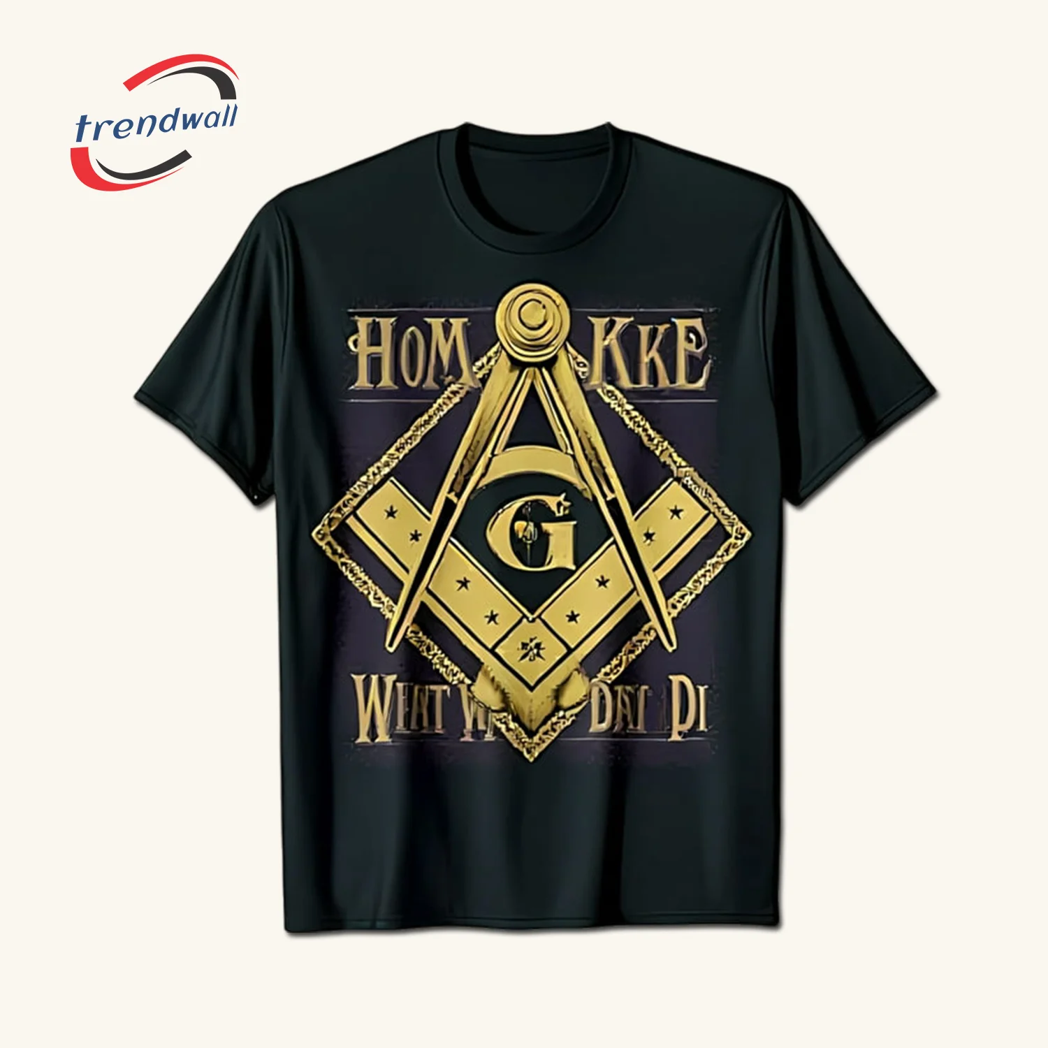 Masonic Black T-Shirt – Gold Compass & Square Unique Freemason Design