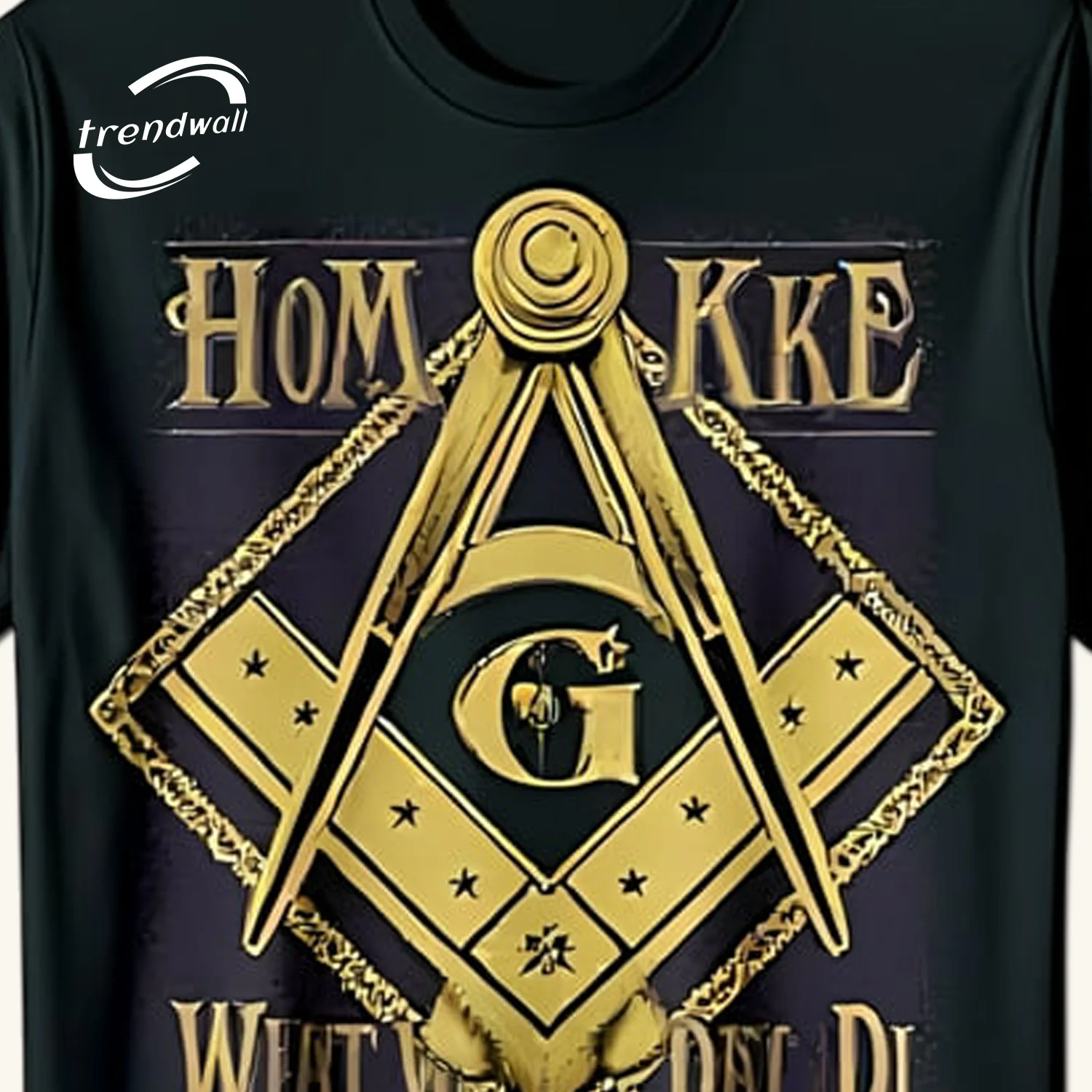 Masonic Black T-Shirt – Gold Compass & Square Unique Freemason Design