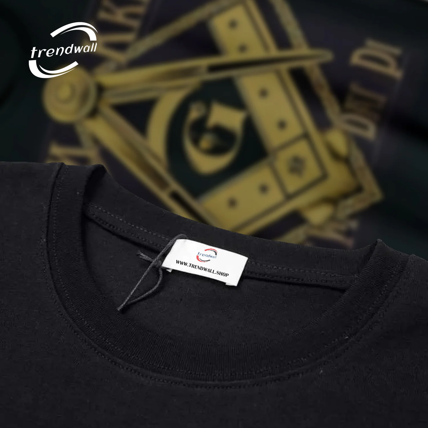 Masonic Black T-Shirt – Gold Compass & Square Unique Freemason Design