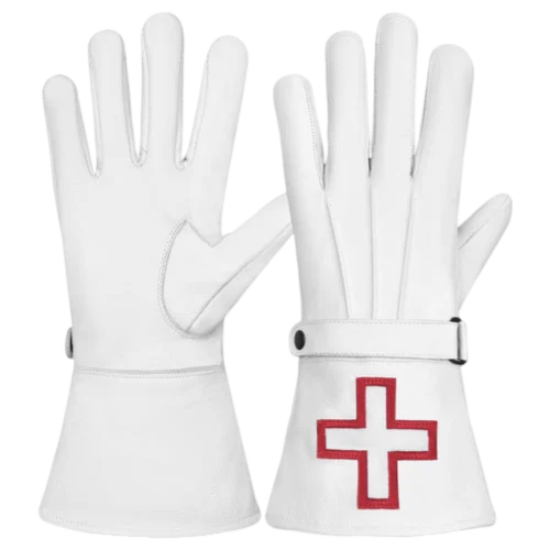 St. Thomas of Acon Gauntlet - White Leather with Wrist Strap