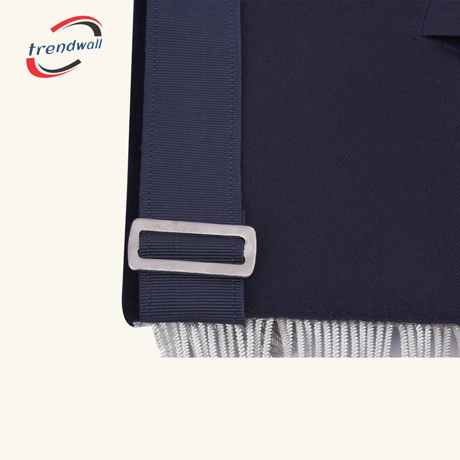 Grand Past Master Blue Lodge Apron - Blue Velvet + Silver Rayon Fringe