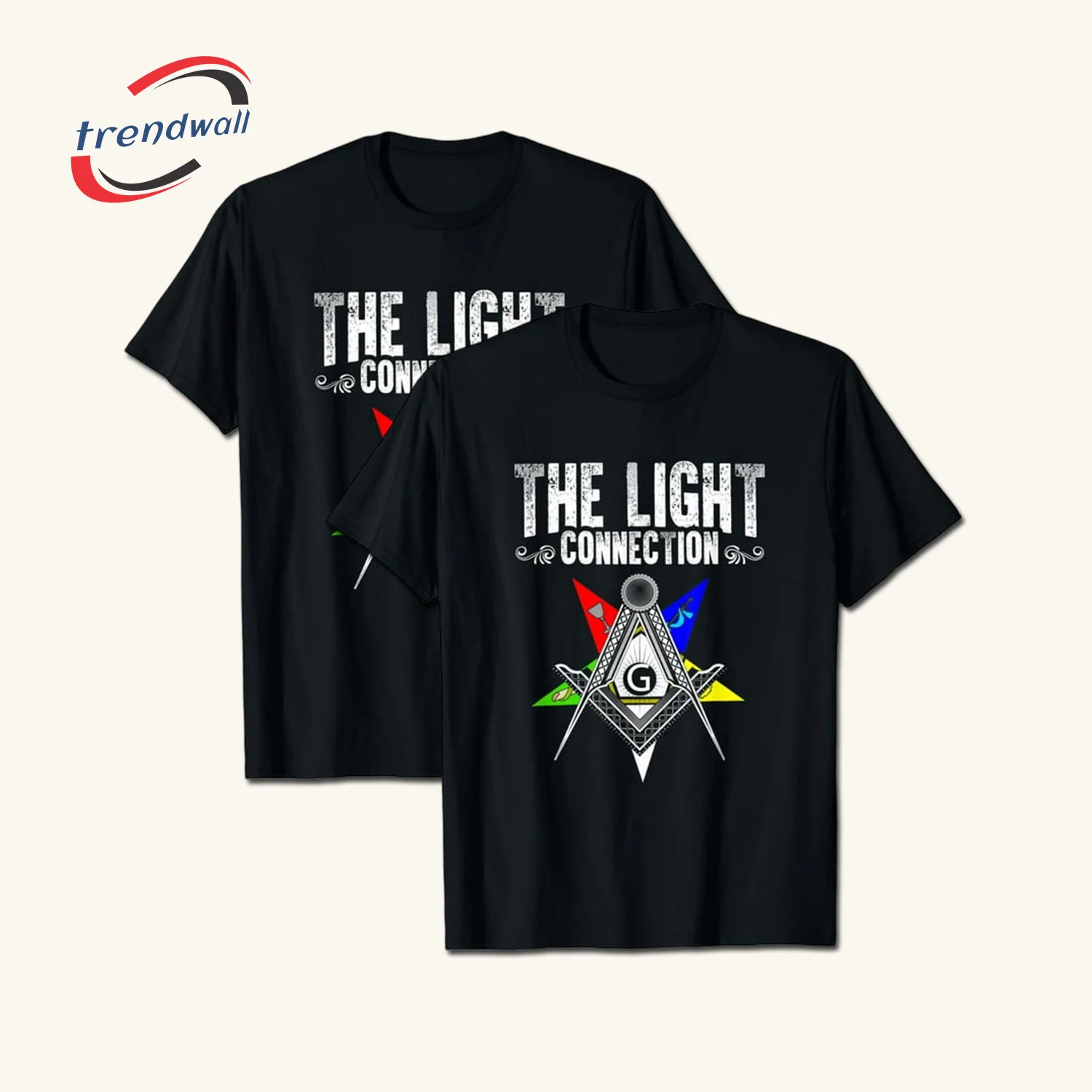 Masonic Square And Compass G T-Shirt – The Light Connection OES Masonry Tee – Custom Lodge or Name