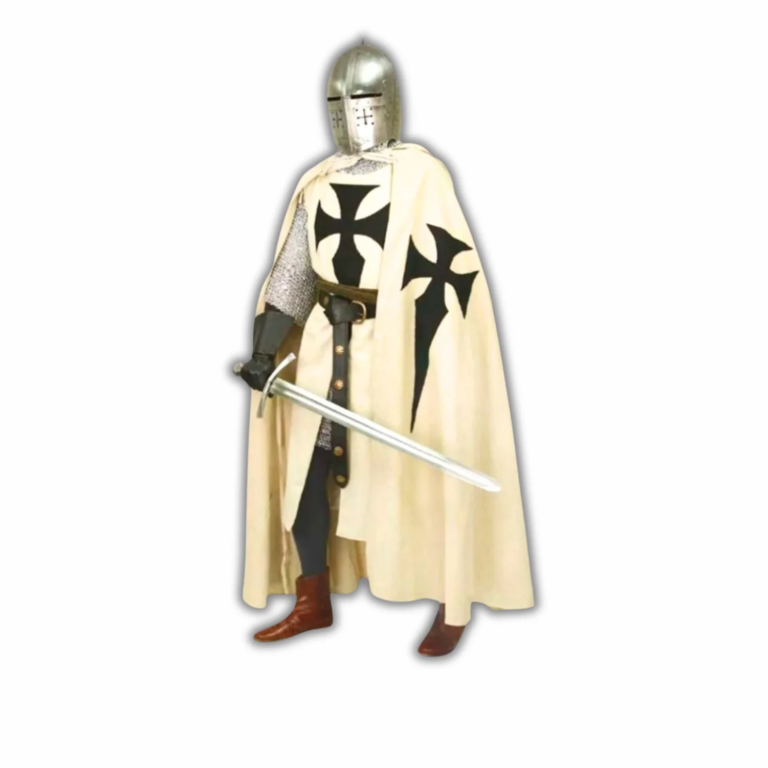 Knight Templar Tabard Surcoat with Cross – Renaissance Costume with Cape